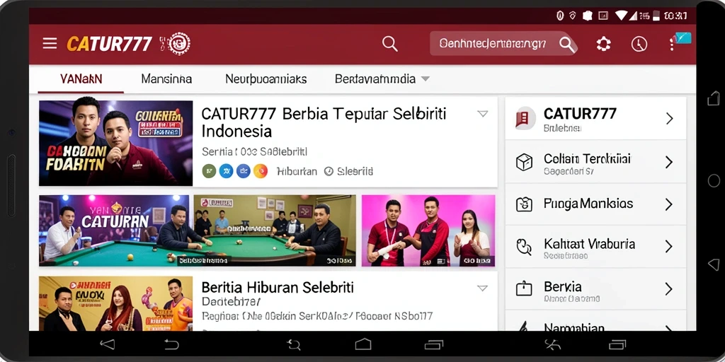 Tampilan antarmuka aplikasi CATUR777 yang modern dan informatif.