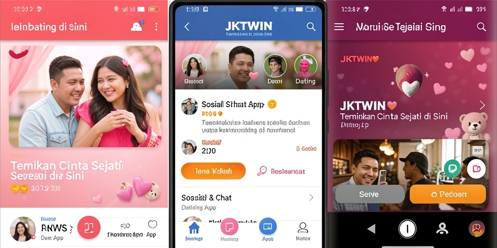 Screenshot utama JKTWIN yang menampilkan antarmuka aplikasi Dating App.